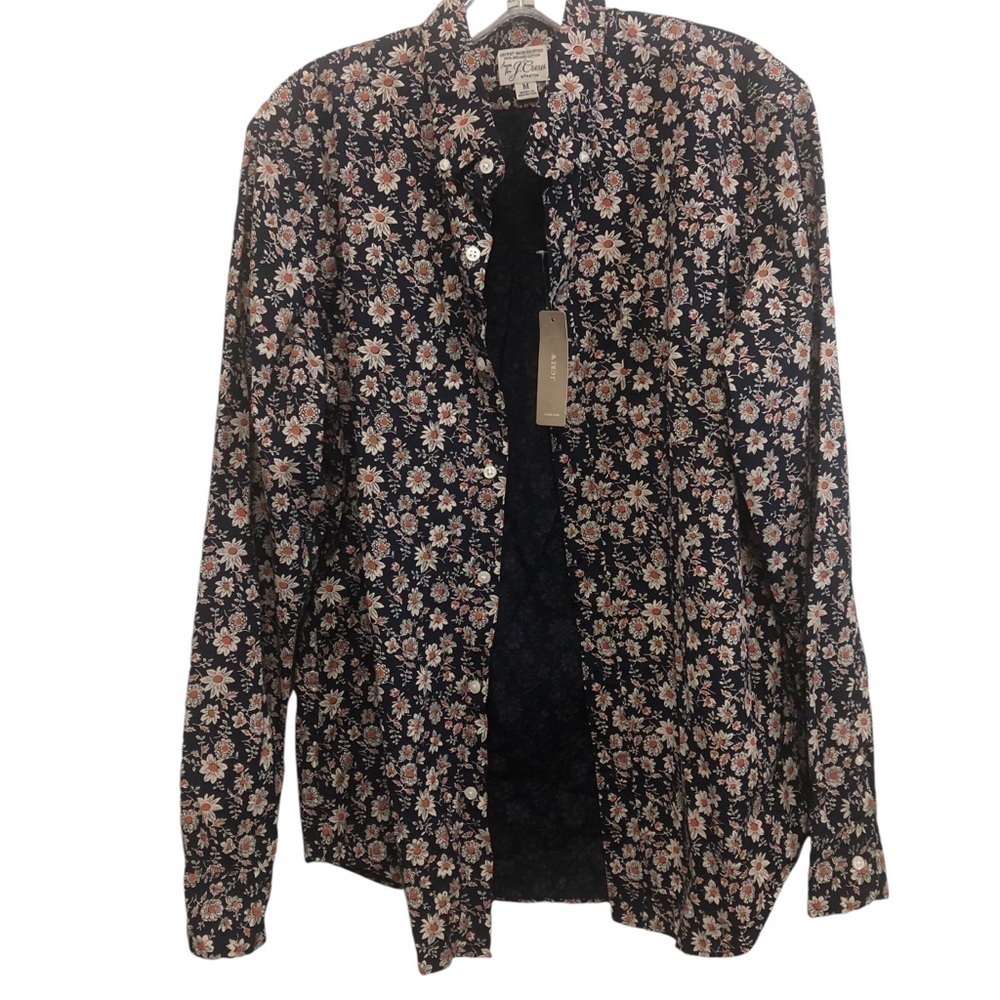NWT J Crew Stretch Secret Organic Cotton Cottagecore Floral Blouse Slim‎ Medium - Picture 3 of 12
